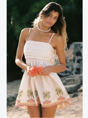 Shore NWT Courtney Mini Dress Vintage Palms cotton coastal resort party S
